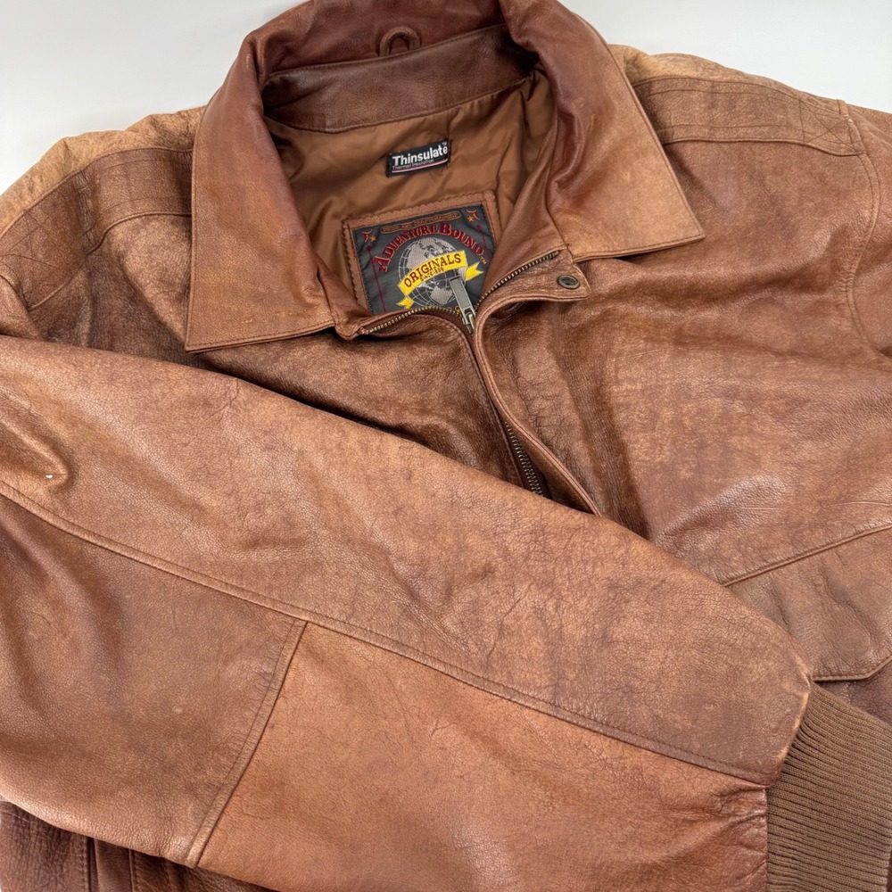 ADVENTURE BOUND‎ ORIGINALS Mens Brown Leather Jacket Thinsulate XL